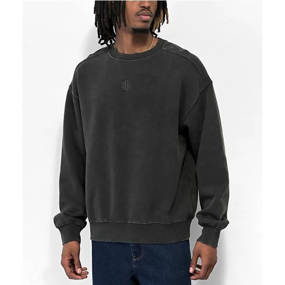 Ninth Hall Fundamentals Distressed Ash Boxy Crewneck Sweatshirt Mens Medium